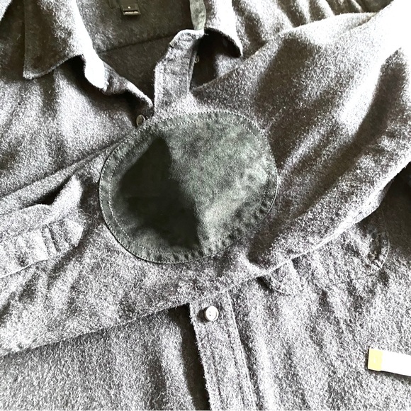 JCrew unisex cotton/wool button down shirt w/leather elbow patches - Picture 8 of 12